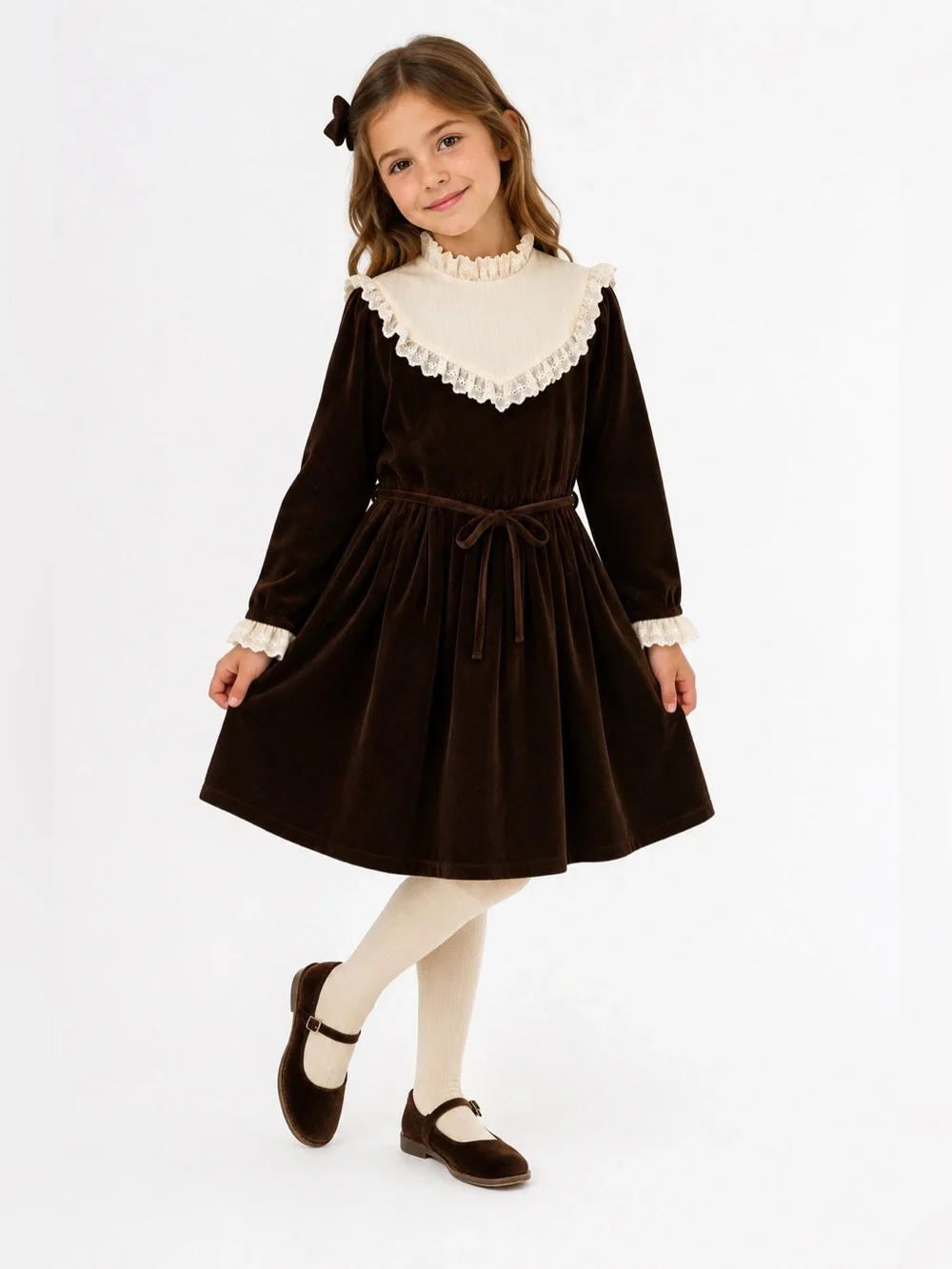 Fischel By Johnston Young Edwardian Vintage Brown Velvet Prairie Portrait Dress